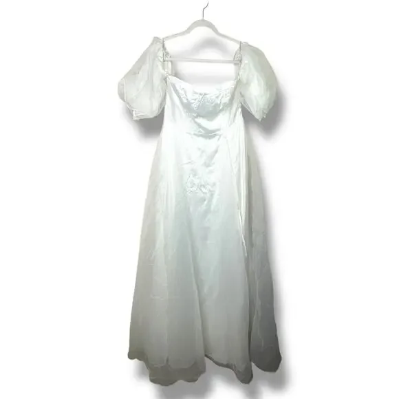 Lulus True Excellence White Bustier Sweetheart Off-The-Shoulder Gown Dress Large - Picture 3 of 10